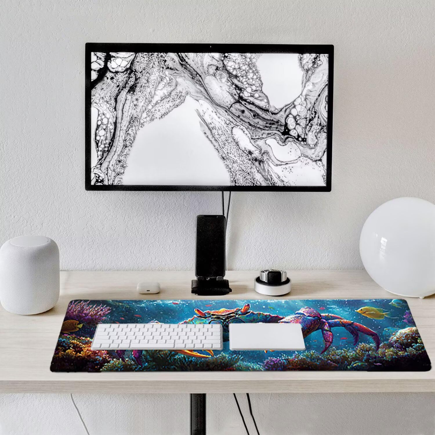 Podkładka pod mysz dla graczy, XXL, 1400 x 600 mm, wodoodporna i antypoślizgowa, duża podkładka na stół do biura i domu, poprawia precyzję i prędkość, akcesoria gamingowe (kraby) V-629