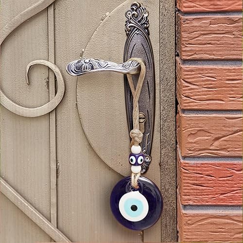 Miniatura 3 de 2 piezas de decoración azul contra el mal de ojo para colgar en la pared del hogar, cristal hecho a mano, amuleto turco de nazar de buena suerte y