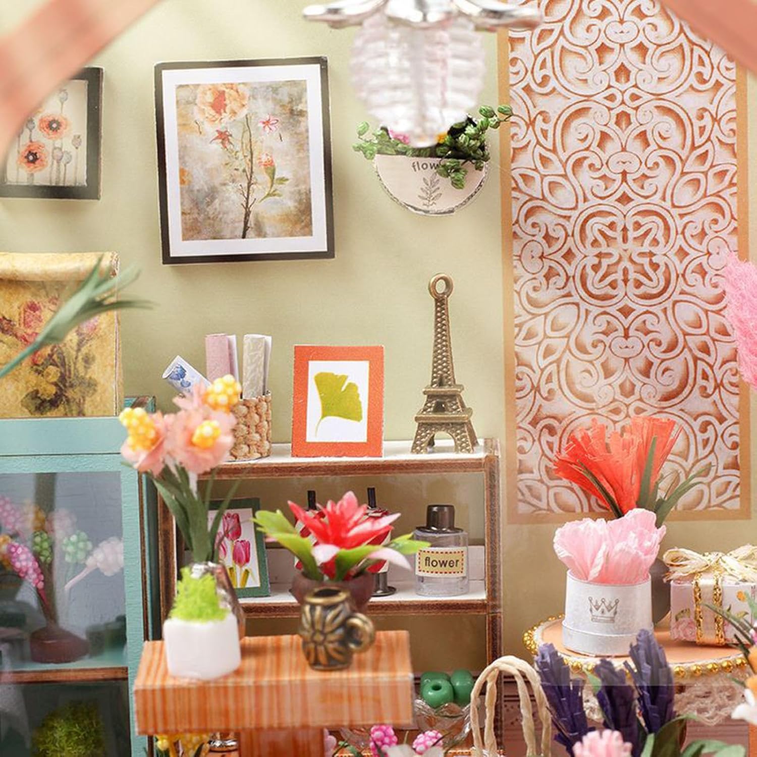 ミニチュアキット | 3Dモデル温室キット | 本棚クリスマスティーンズ寝室ルーム大人図書館ハロウィンデコクラフトディスプレイ