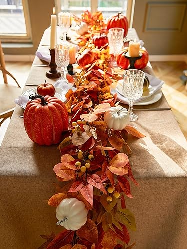 Miniatura 4 de Decoraciones de Acción de Gracias - Clycaloor Guirnalda de Otoño de 13 pies con Hojas de Arce, Guirnalda Artificial de Vid Colgante de Otoño,