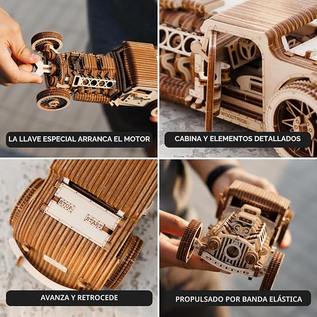 Foto 4 de 8 de Wood Trick Hot Rod Car Puzzle 3D de Madera para Adultos para Construir