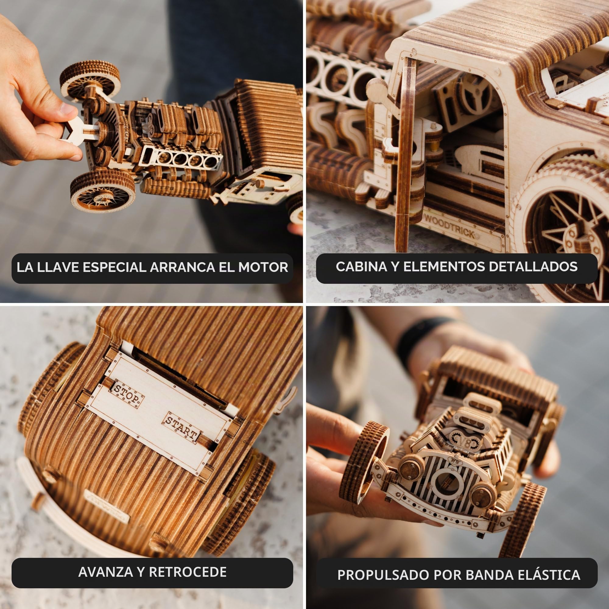 Wood Trick Hot Rod Car Puzzle 3D de Madera para Adultos para Construir