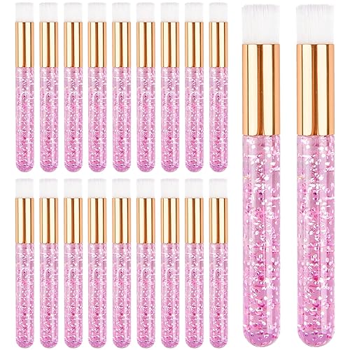 Miniatura 1 de TUZAZO 20 cepillos de champú de pestañas rosadas, cepillos limpiadores de extensión de pestañas de cristal con purpurina, cepillo de limpieza