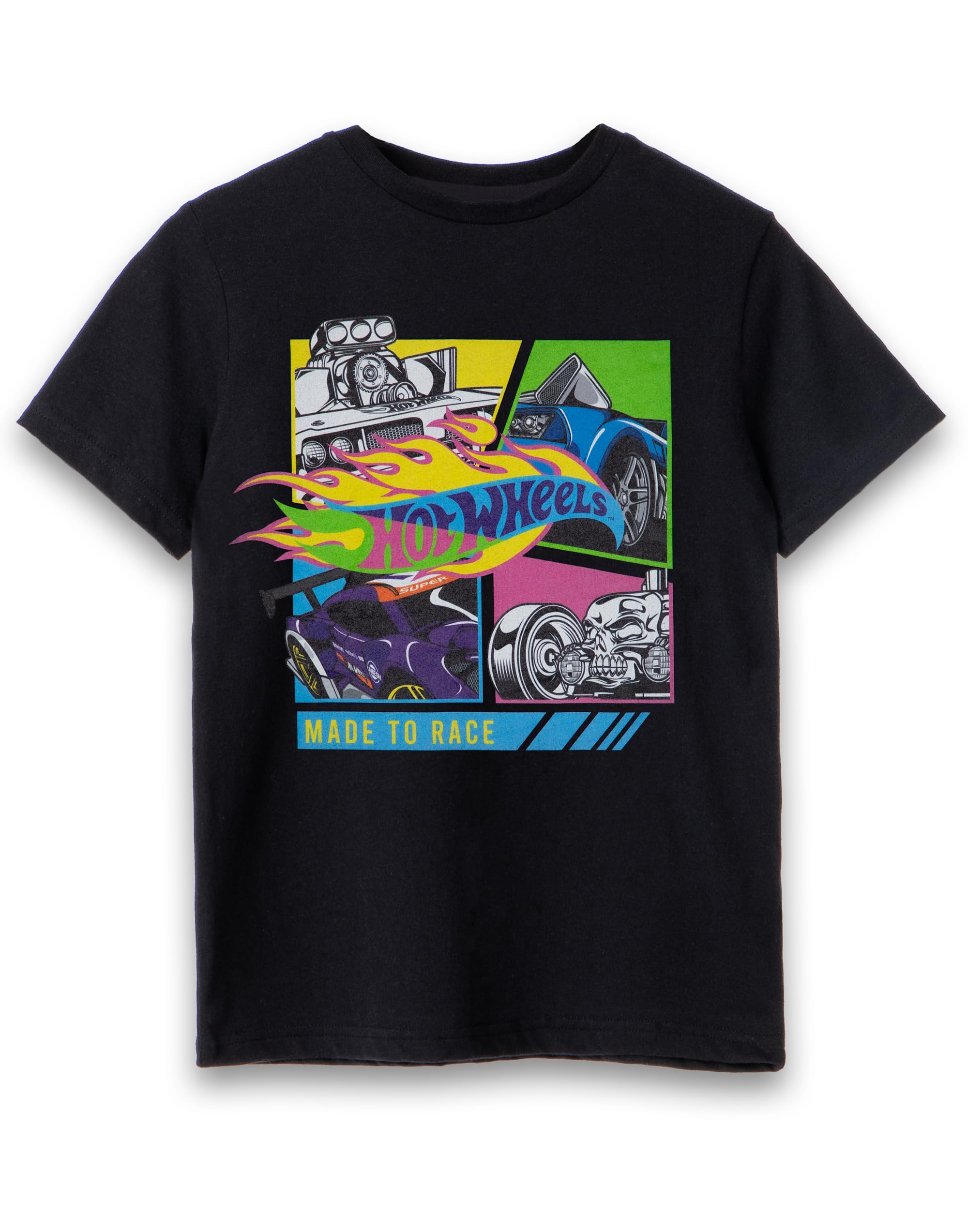Vanilla Underground Boys Black Hot Wheels Neons Short Sleeved T-Shirt - 9-10 Years