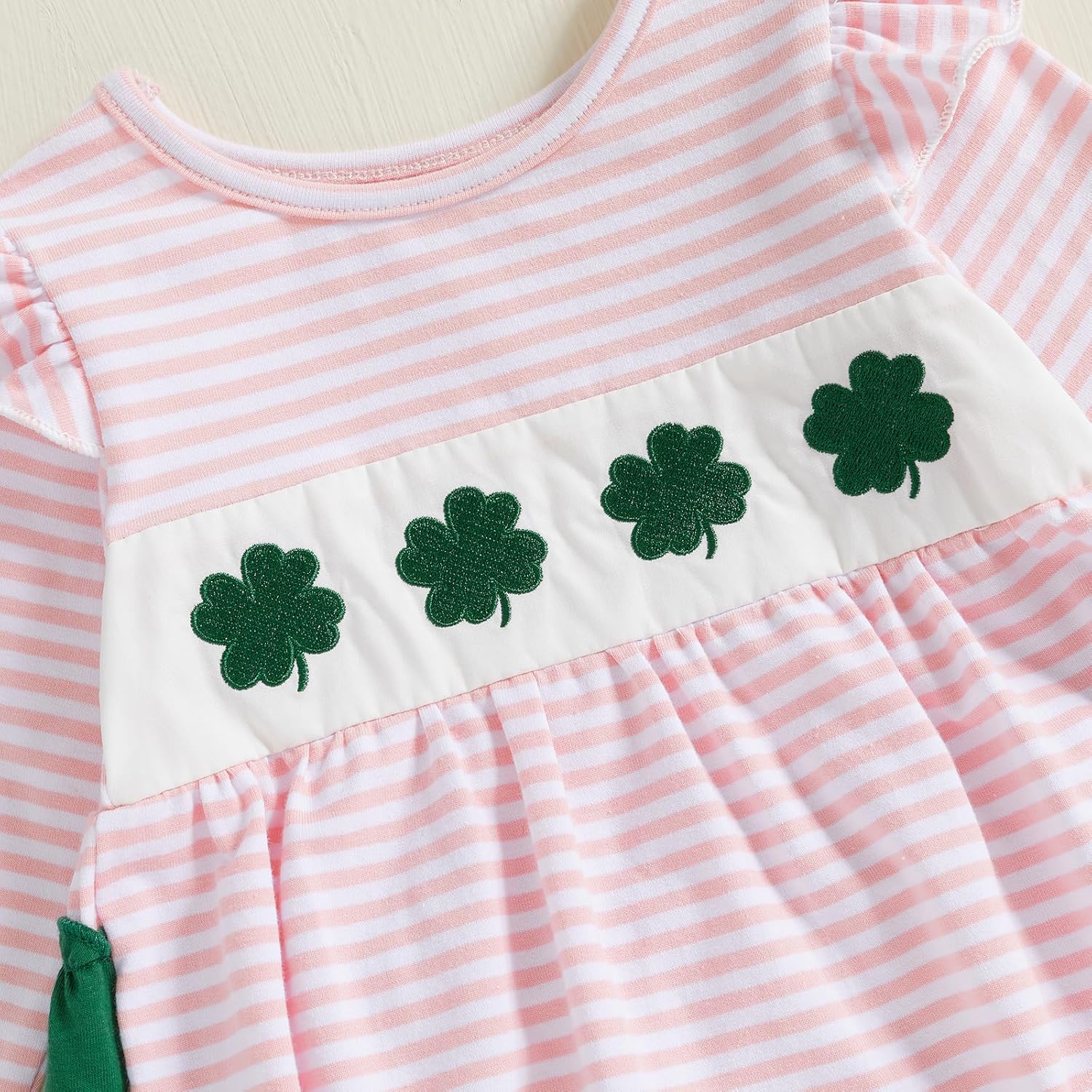 My First St Patricks Day Baby Girl Outfit Newborn Clover Bubble Romper Onesie St Patricks Spring Outfits Clothes - Image 5