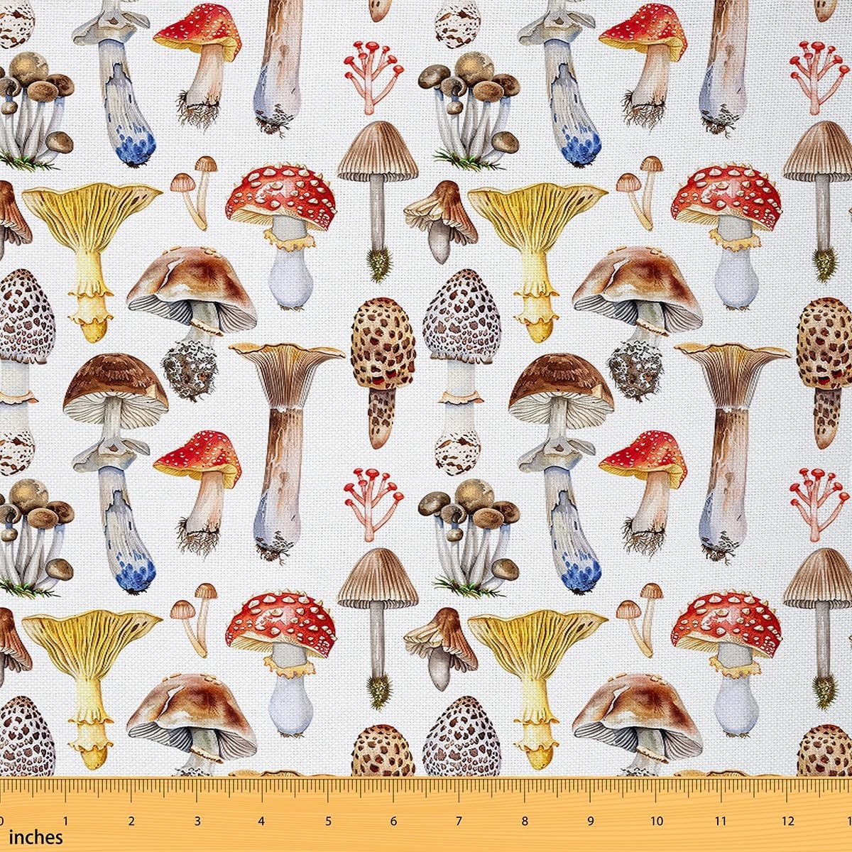 Feelyou Cute Mushroom Upholstery Fabric for Chairs 5 Yard Boho Fungus Fabric by The Yard Kids Wild Mushroom Stuff Waterproof Outdoor Fabric for Chairs Floral Reupholstery Fabric Decor