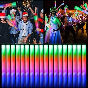 Bietrun 105Pcs Foam Glow Sticks, LED Light up Foam Sticks for Wedding 3 Modes Colorful Flashing,Glow in The Dark Party Supplies for Wedding,Raves,Concert,Party,Camping,New Year Carnival,Concert,Kid