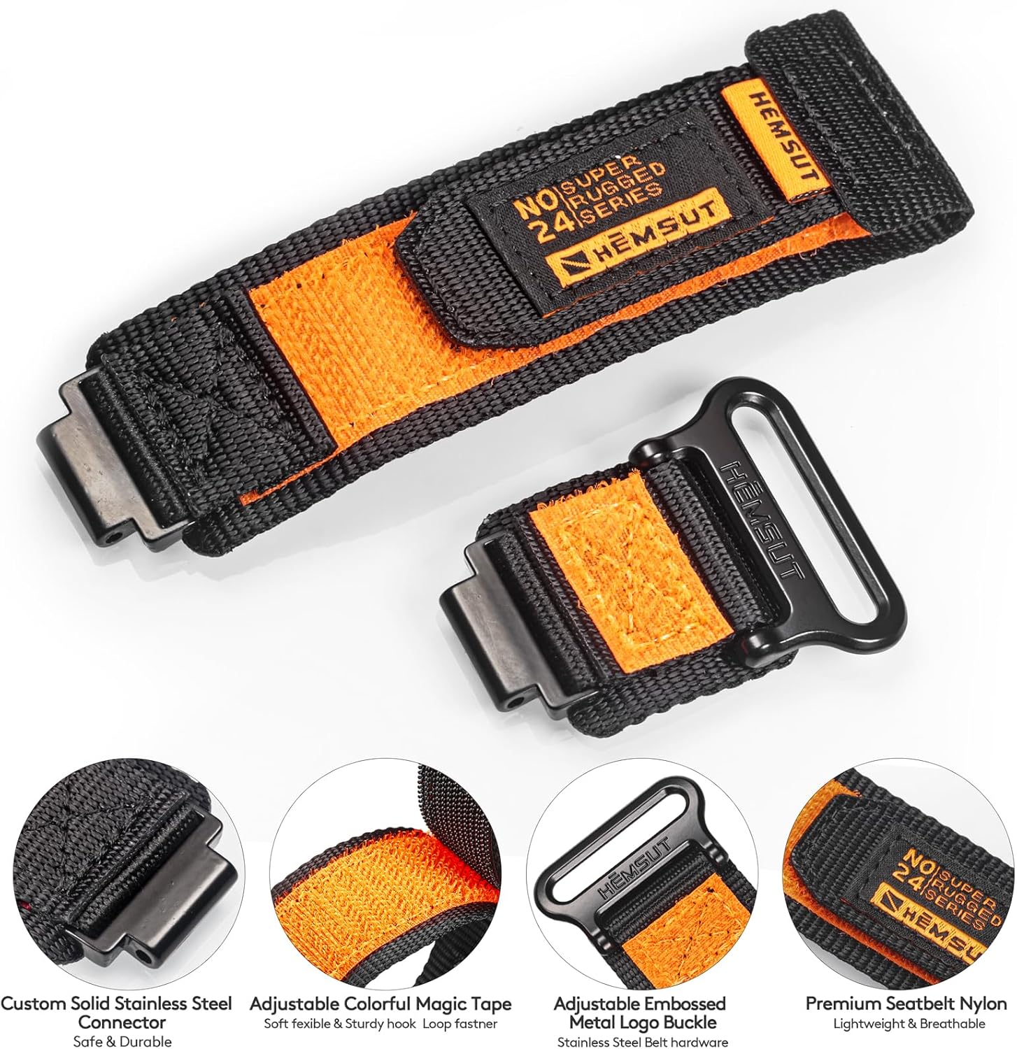 Military-Grade Nylon Strap for Garmin Forerunner 735XT/235/220/230/620/630/235 Lite, Approach S20/S5/S6, Hoop and Loop Adjustable Design (Tools set Included)