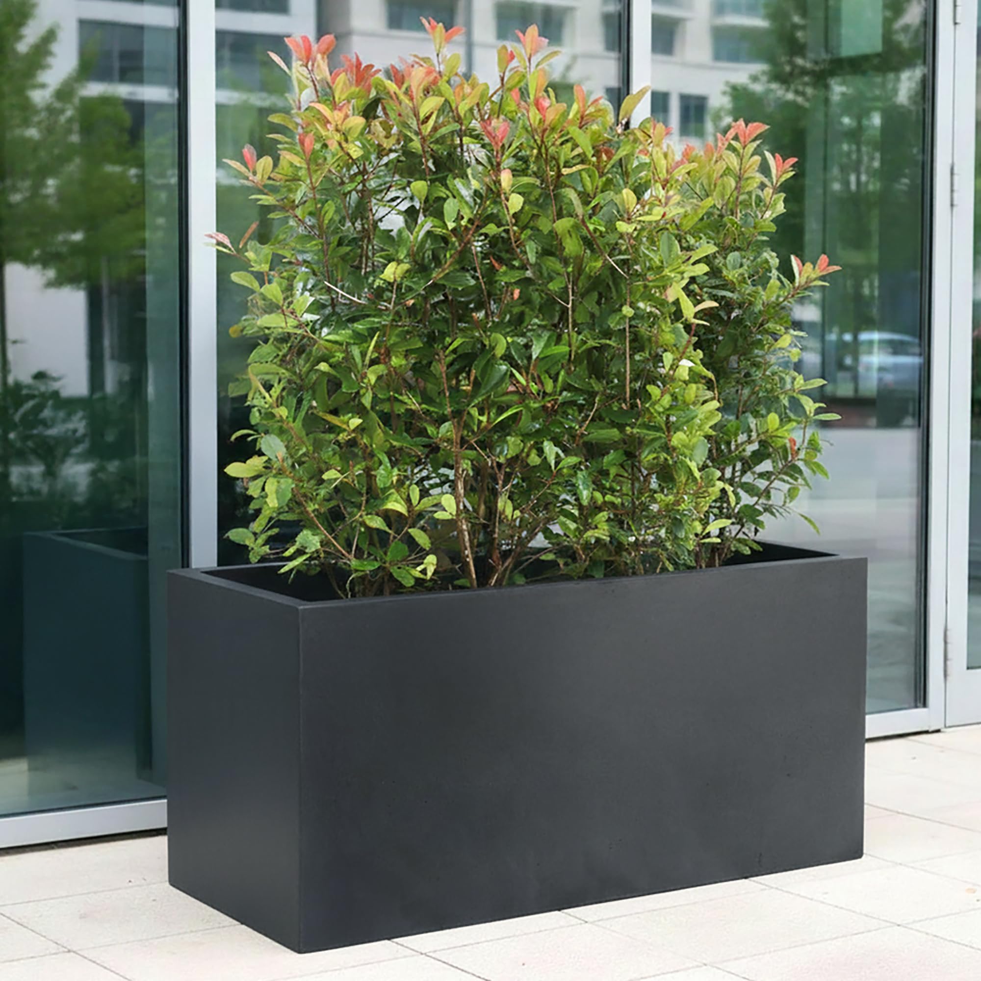 IDEALIST Large Plant Pots 100cm Trough, Dark Grey Reinforced Stone 185L