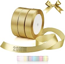 66 m Satin Ribbon 3 Rolls Antique Gold Ribbon Width 20 mm for Sewing for Wedding, Christening, Birthday, Gift Wrapping Christmas Table Decoration, Bouquet Cake Decoration