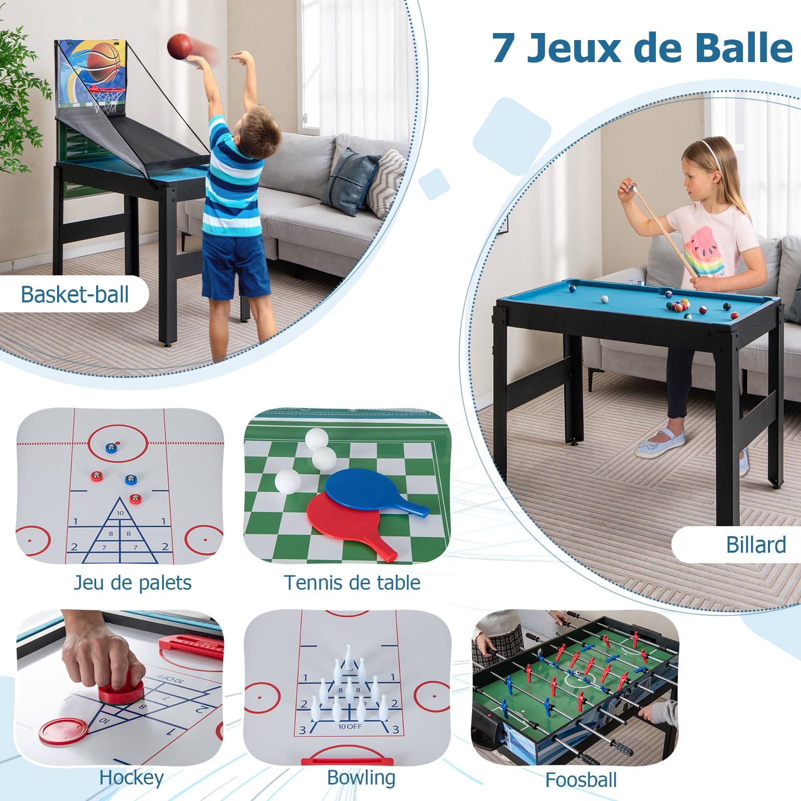 GOPLUS Mesa Multijuegos Convertible 14 en 1 con Futbolín, Mesa Multifuncional con Billar, Air Hockey, Ping Pong, Baloncesto, Shuffleboard, Ajedrez, Juegos Combinada para Fiesta Bar Hogar