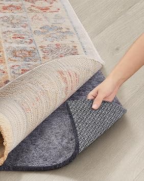 Veken Non Slip Cushioned Rug Pad Gripper, Felt and Silicone Backing, 5 x 7 Ft, 1/8 inch Thick Carpet Liner Protector Mat for Area Rugs and Hardwood Floors, with Over 99 Pcs Anti-Slip Strips Pattern