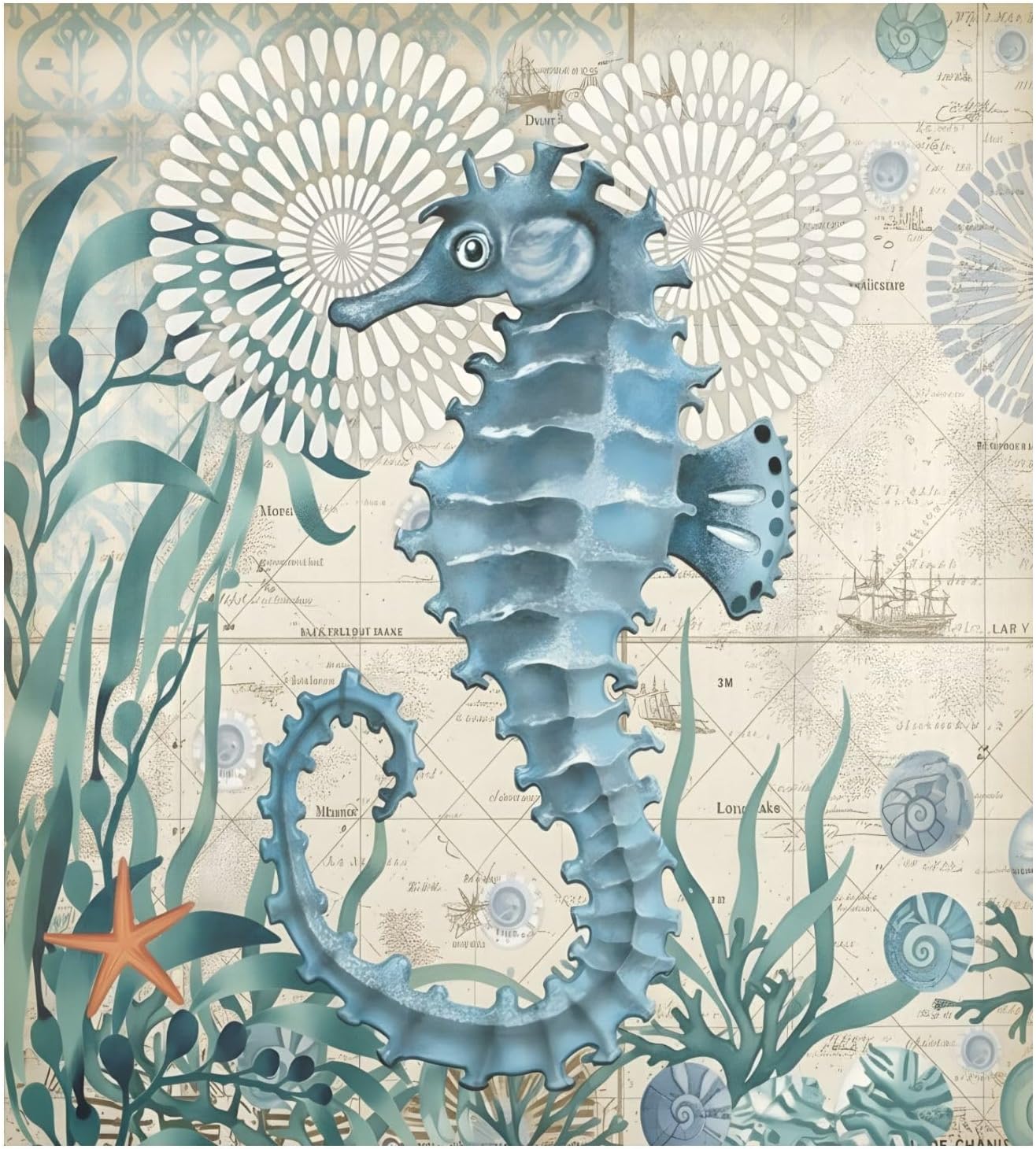 Dishwasher Magnet Cover Large Magnetic Stickers Vintage Seahorse Front Dishwasher Cover for Home Kitchen Refrigerator Decorative Lid