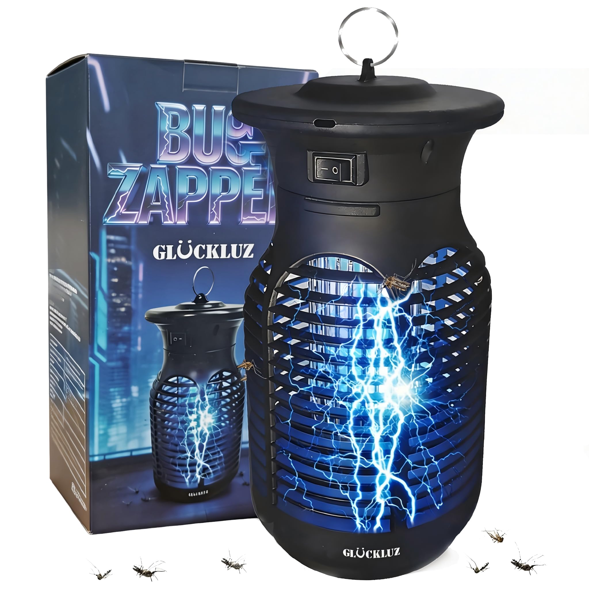Glückluz Lampada Antizanzare – 20 W Ammazza Zanzare Elettrico & Acchiappamosche, con Luce LED 365–395 nm, Lampada Antizanzare per Interni, Esterni, Giardino, Terrazzo