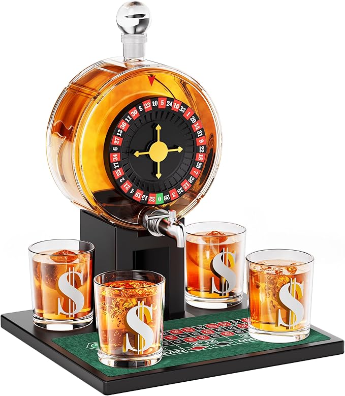 Kollea Roulette Whiskey Decanter Set, 60.9 Oz Casino-Style Slot