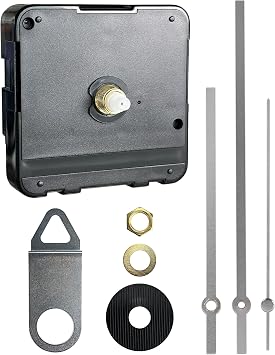 Clock Mechanism Replacement Clock Hands and Motor Kit Quartz Movement | 13/64 in 5 mm Thread Length, Silent, Battery Operated, Analog, Silver Hands, DIY Repair Parts