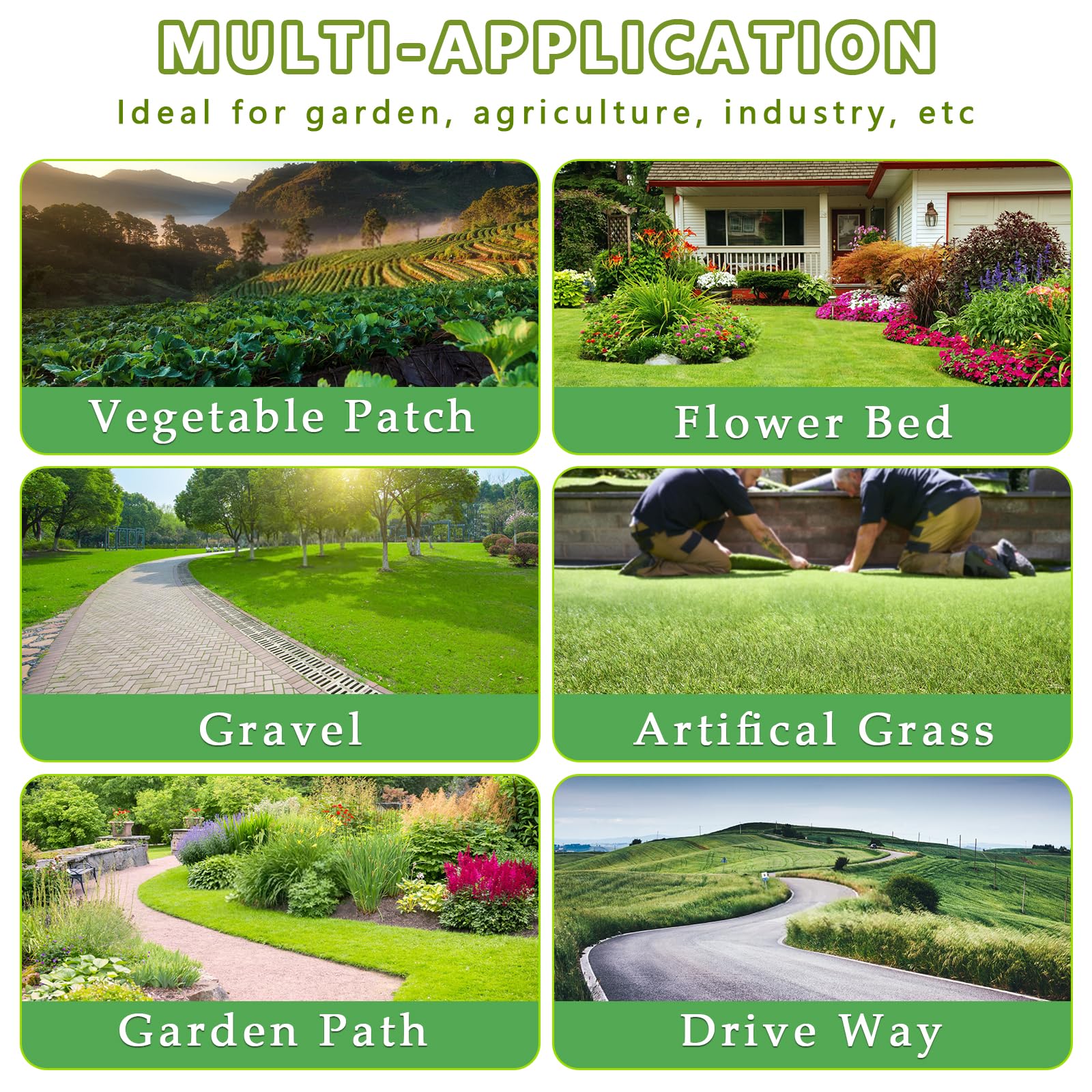 2m x 10m Heavy Duty Weed Control Membrane Garden Weed Barrier Fabric for Landscaping Driveway Gravel Artificial Grass Lawn Underlay Gadern Patios Garden Flower beds, Black Woven Ground Cover — view 6