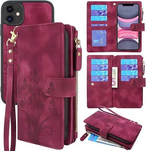 Lacass Funda compatible con iPhone 11 de 6.1 pulgadas ranura para tarjeta Soporte para dinero en efectivo para tarjetas de identificación, bolsillo