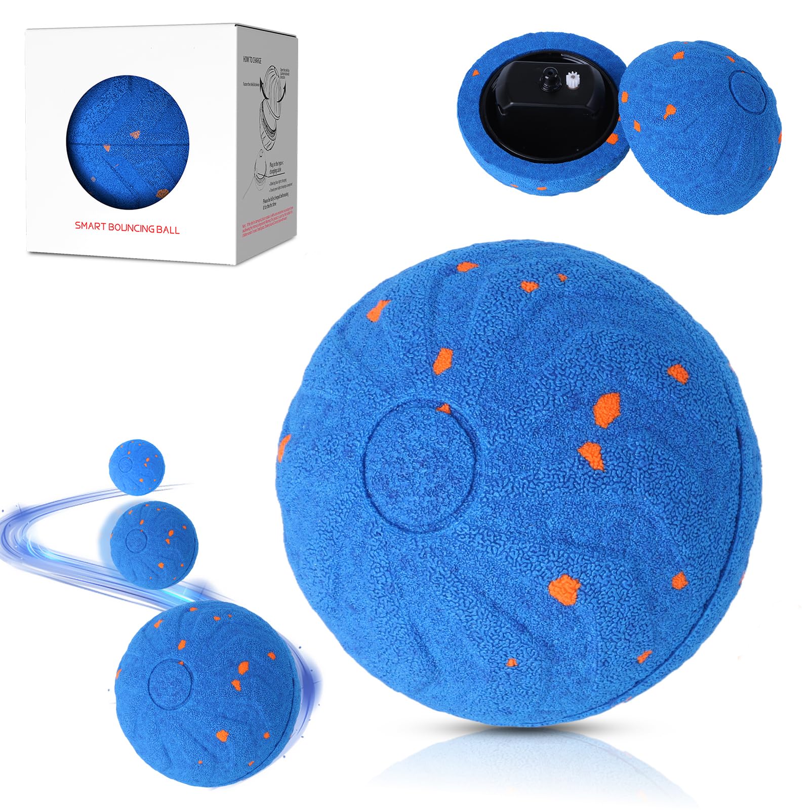 Smart Interactive Dog Toy Wicked Ball, Automatic Moving Rotating Dog Ball Toy, E-TPU Materia, IPX7 Waterproof, Rechargeable, Active Rolling Balls for Boredom & Training, Medium-Large Dogs (Blue)