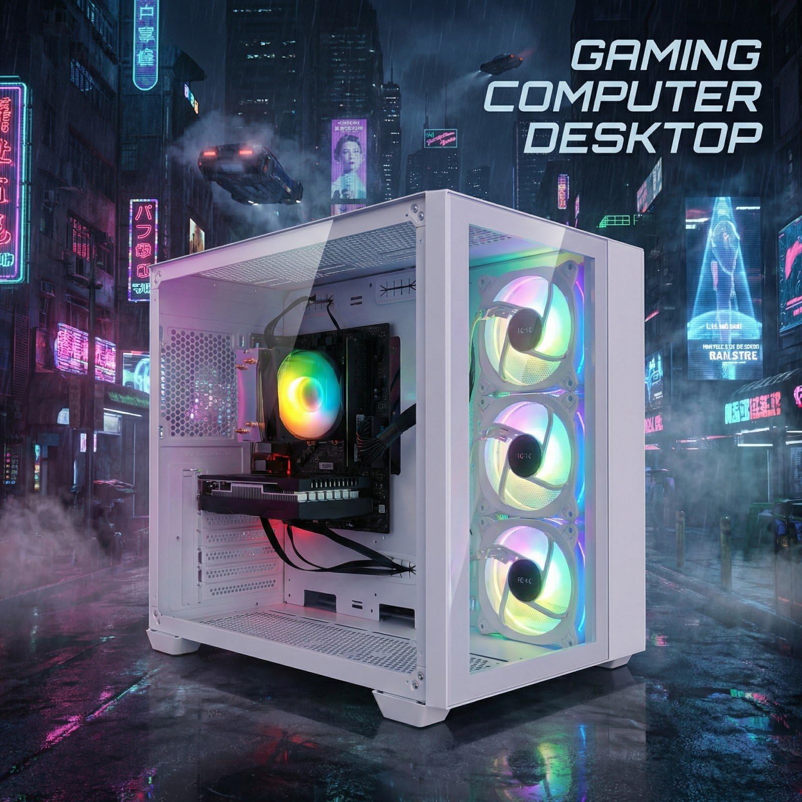 STGsivir PC Gaming, Ordenador de Sobremesa Gaming, GeForce RTX 3050 6GB GDDR6, Ryzen 5 5500 hasta 4.2 GHz,16GB DDR4,1TB SSD,WiFi 6,BT 5.0,Ventilateur RGB x3,Windows 11 Pro