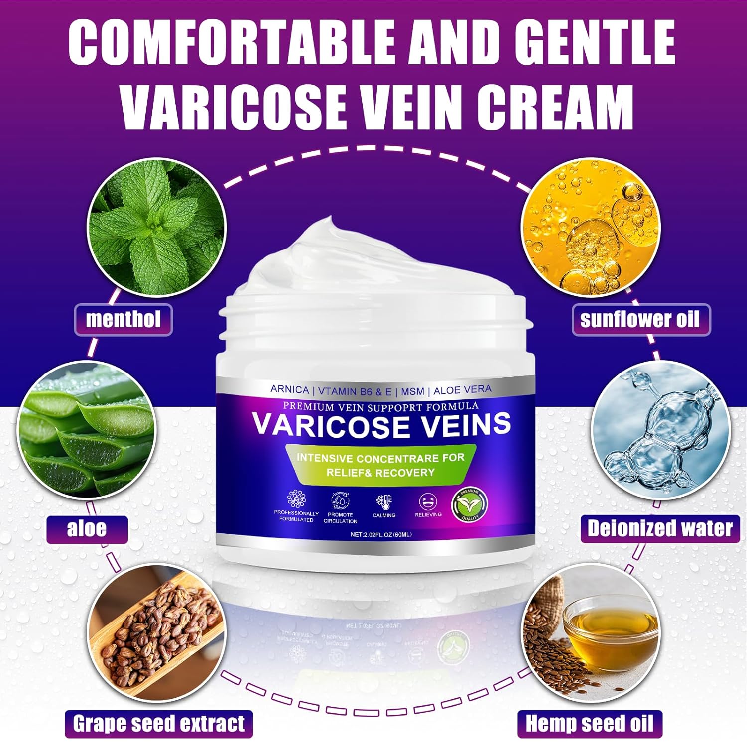 Varicose Veins Cream, Vein Cream & Spider Veins Treatment for Legs, Improves Blood Circulation and Relief From Heavy Fatigued Leg, Refreshing and Non-Sticky, 2PK - Image 6