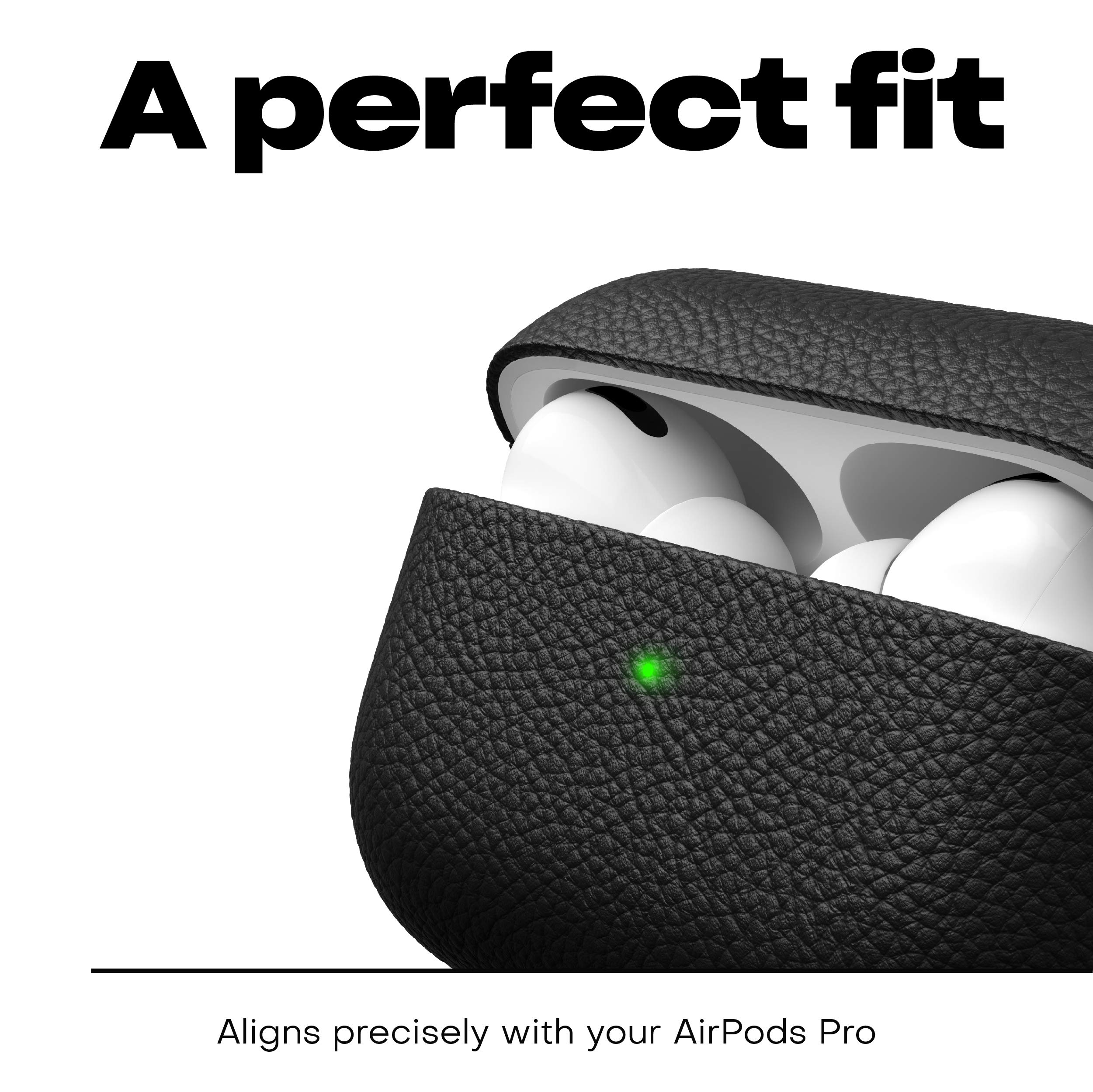 KeyBudz Artisan skórzane etui ochronne do Apple AirPods Pro, etui, skórzane etui z prawdziwej skóry, akcesoria do słuchawek, czarne