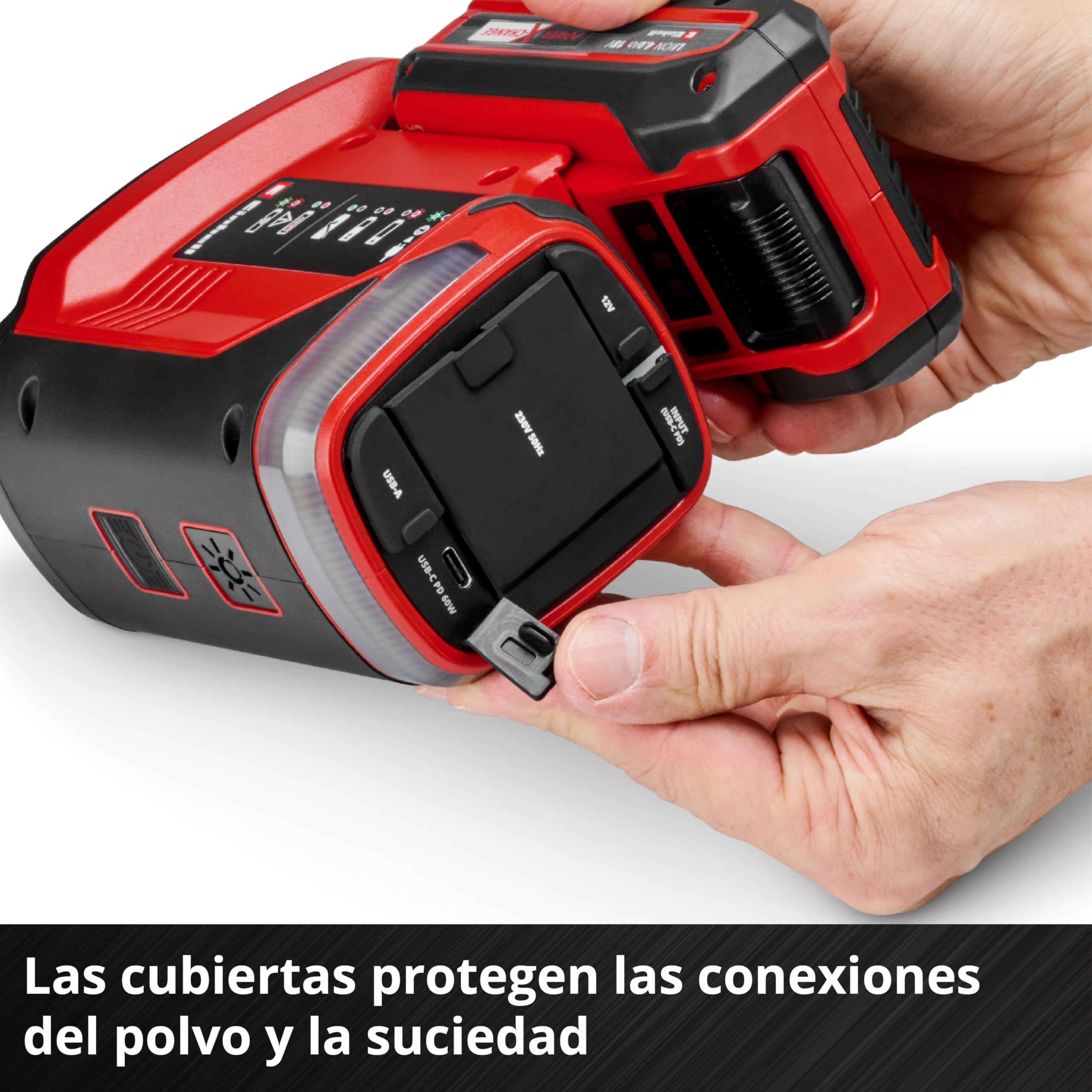 Einhell estación de energía con batería TE-ES 18/150/1 Li-C-Solo Power X-Change (18 V, inversor, conexión 230 V y 12 V, conexión USB-A y USB-C-PD, función de Carga, sin batería)