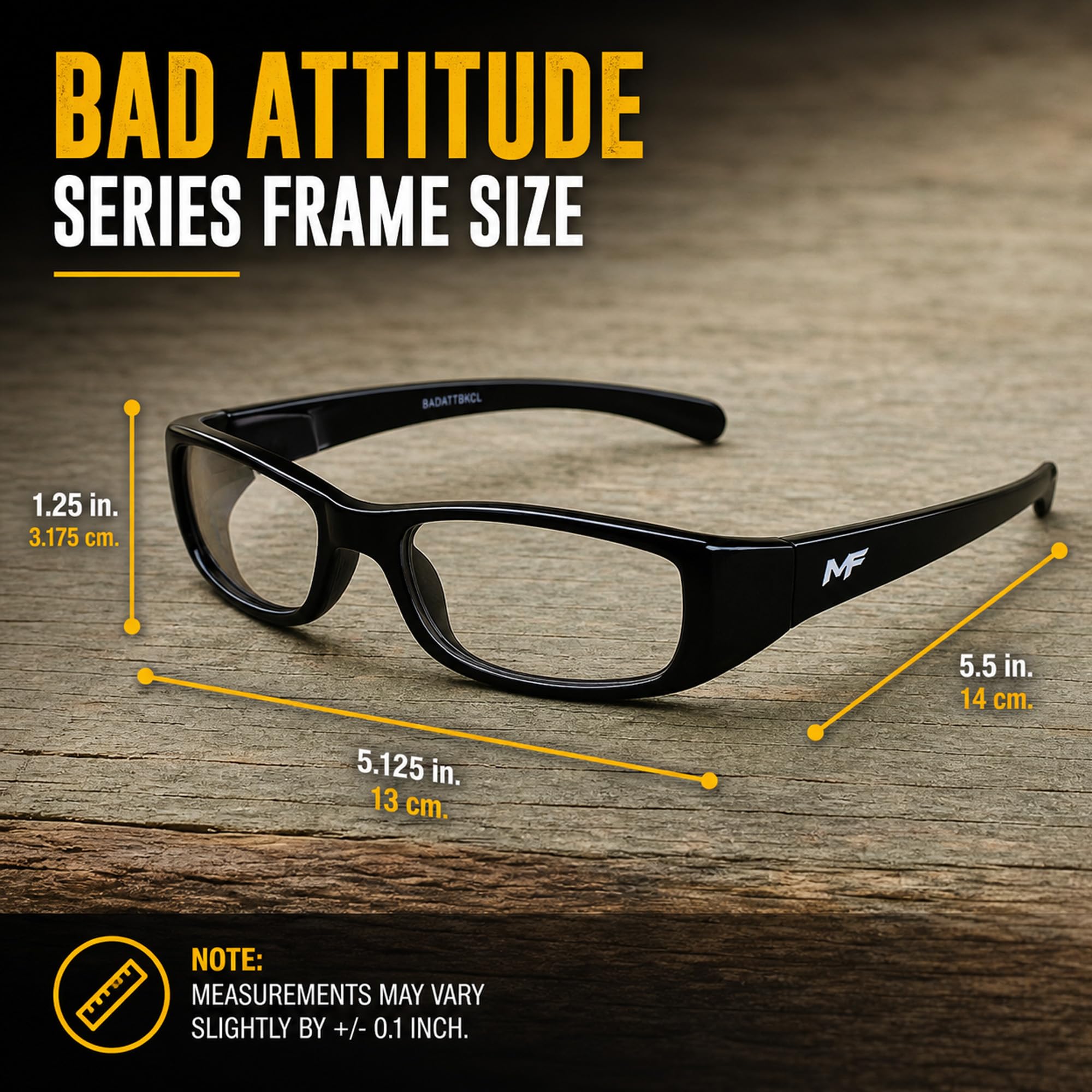 Bad Attitude - Gafas de sol para montar en motocicleta, marcos negros con lentes transparentes