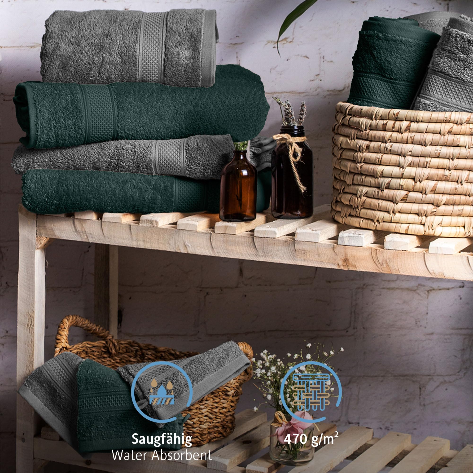 4er Set Handtücher Aus 100% Baumwolle – Weich, Saugstark (500 G/m²) & In 17 Farben Erhältlich