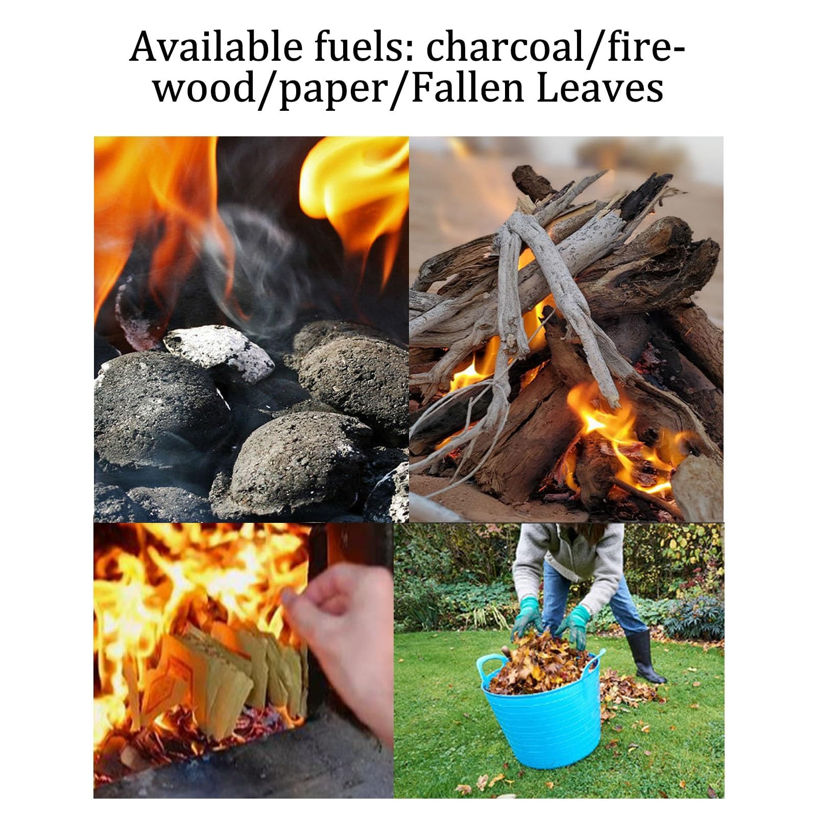 Barril de metal para fogatas con tapa, incinerador al aire libre para basura de hojas de papel, estufa de leña para fogatas de camping