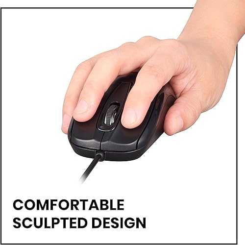 Miniatura 5 de Perixx PERIMICE-209 - Mouse con cable USB de 3 botones, óptico, 1000 DPI - Cable de 5.9 pies, color negro