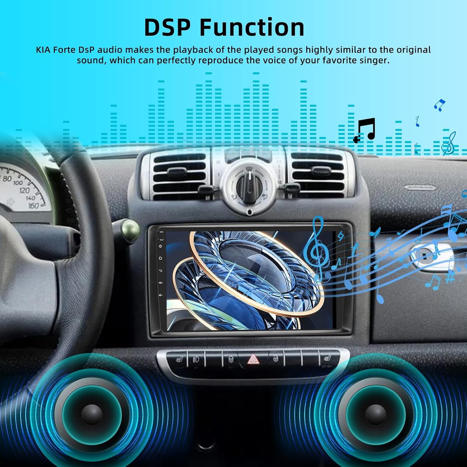 [2+64G] for Mercedes Benz Smart Fortwo 2005-2010 Car Stereo: 9 Inch HD Touchscreen Android Radio - Wireless Carplay and Android Auto, GPS, 5G/WiFi, DSP/EQ, Mirror Link, SWC + AHD Backup Camera