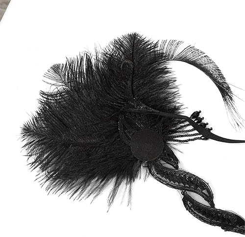 Miniatura 7 de Rugiente Art Deco 1920s Flapper Tocado de Plumas Rugientes Años 20 Gran Gatsby Diadema para Mujeres Tocado de los Años 1920