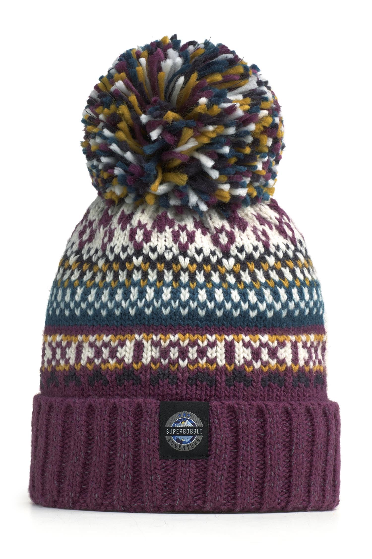 B&Q -  Reflective Nordic Knit Bobble HatLingonberry