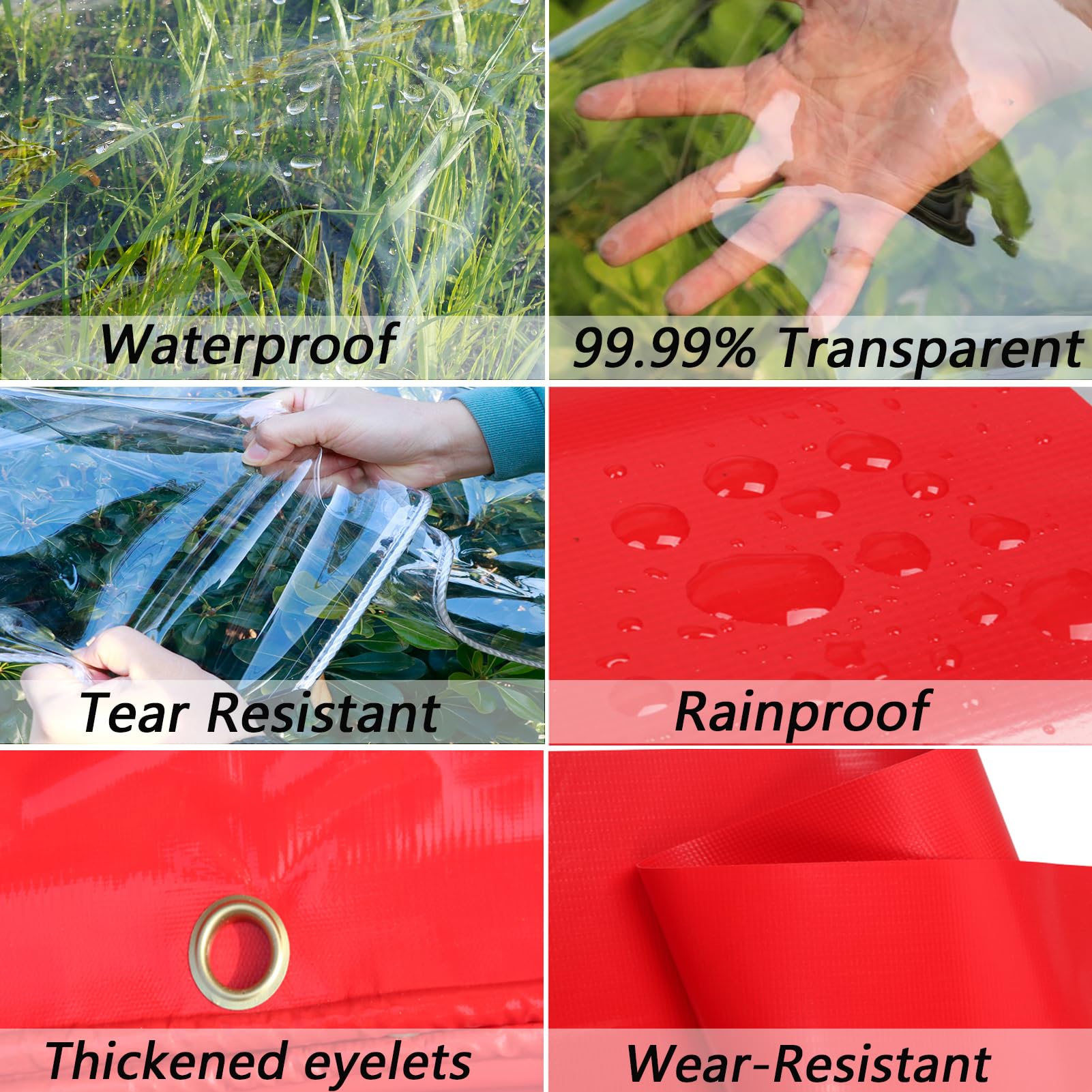 ZHJSHOU Bâche Exterieur Impermeable, Noir Bache Transparente Avec Oeillet,0.35mm Bâche Pour Serre De Jardin,Bache De Protection Toiture Pergola Sur Mesure(H:0.5mxL:2m