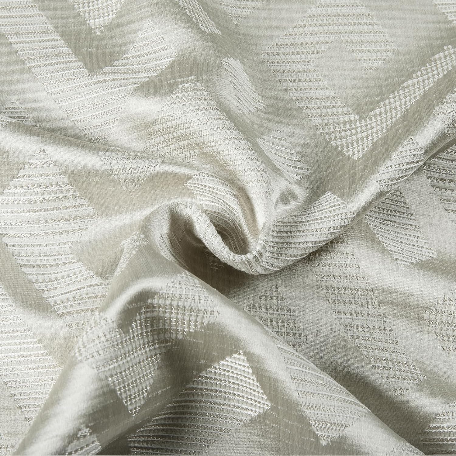 ChadMade Heavyweight Rhombus Pattern Lined Drape Pinch Pleat Geometric Faux Linen Curtain 72 Inches Long, Energy Saving Privacy Window Curtain for Girls Room (52" W x 72" L, 1 Panel, Khaki)