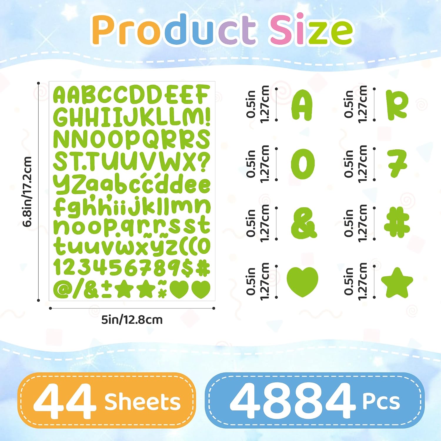 44 Sheets Letter Stickers 0.5 Inch 4972 Pcs Alphabet Stickers (Green) image 2