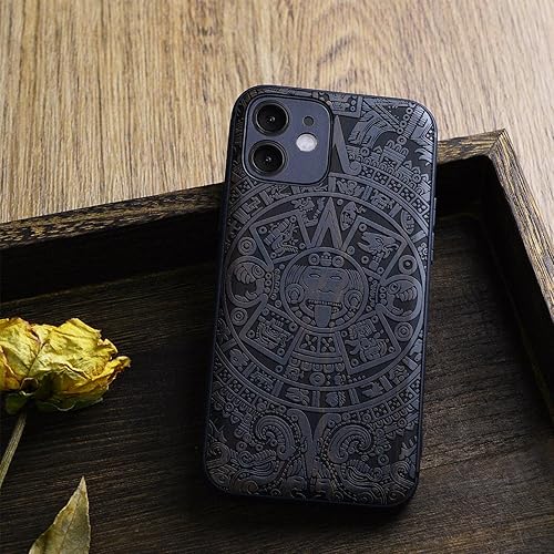 Miniatura 94 de Carveit Funda magnética de madera para iPhone 12 Pro [madera natural y TPU suave negro] a prueba de golpes, funda de madera única y elegante