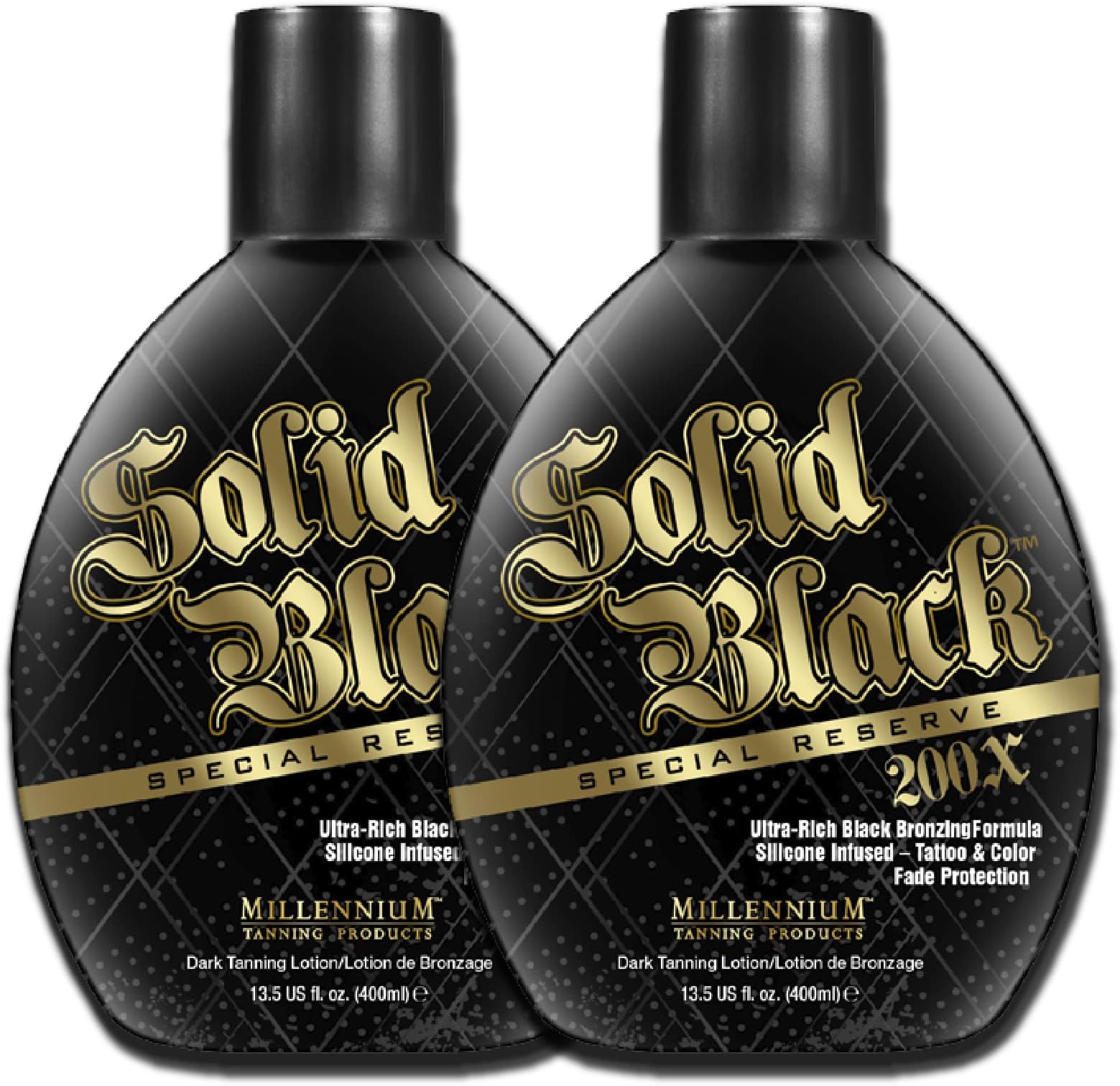 Millennium Tanning SOLID BLACK Special Reserve 200x Ultra Rich Black Bronzer 13.5 fl oz (2 BOTTLES)