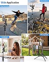 Vista 2 de OMOTON TS01 65" Magnetic Phone Tripod for iPhone & Camera, Cell Phone Stand with Remote, Stable Height Adjustable Multi-Angle Shot Selfie Stick