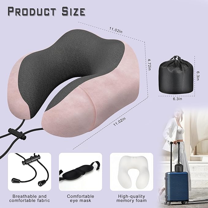 Almohada de Viaje Semi-Circular Espuma Viscoelástica Ajustable miniatura 2