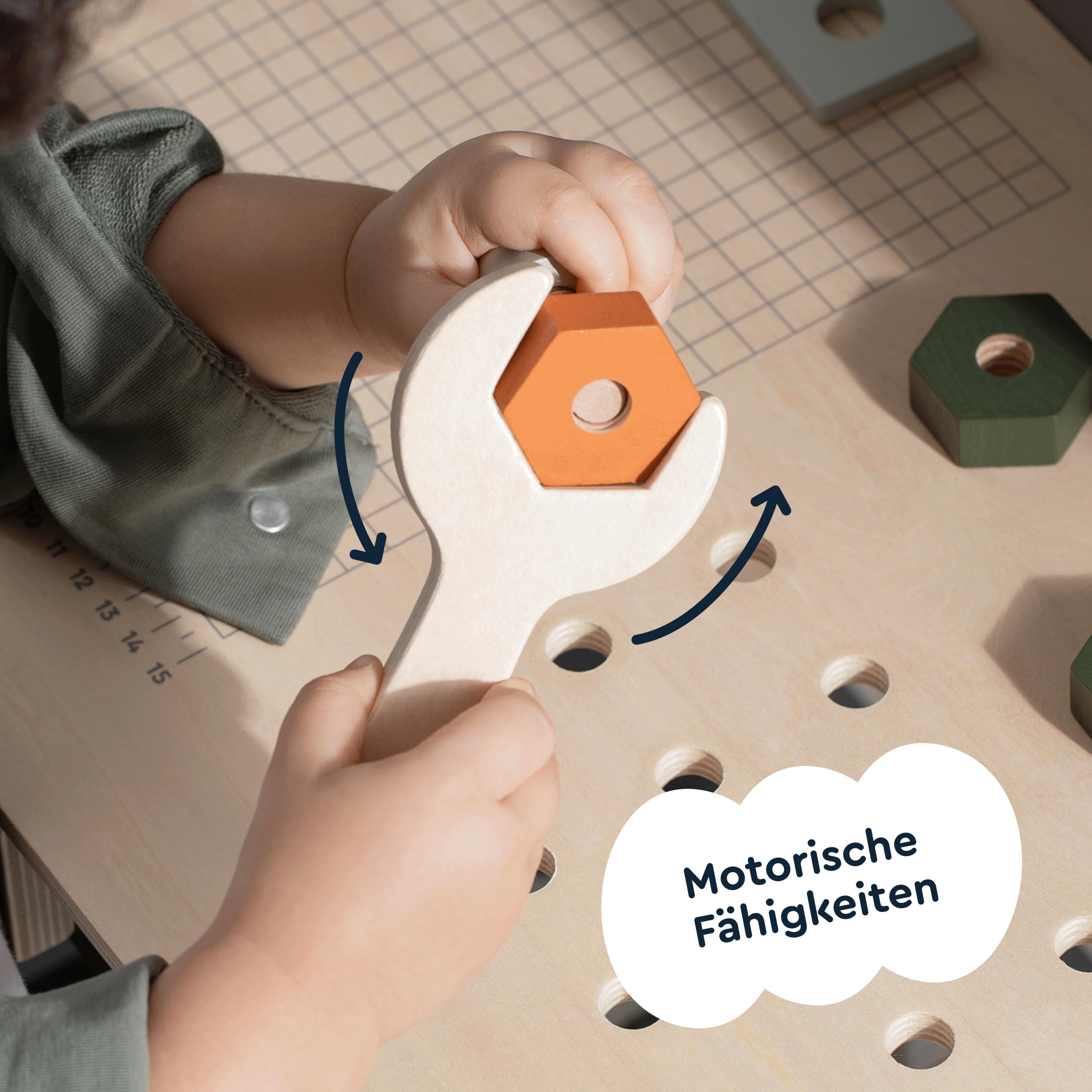 Holzwerkbank Spielzeug, Werkstatt mit 61 Teilen, Realistischen Werkzeuge, Schrauben, Mutter, Säge, Schraubendreher, Schutzbrille für Kinder ab 3 Jahre Junge