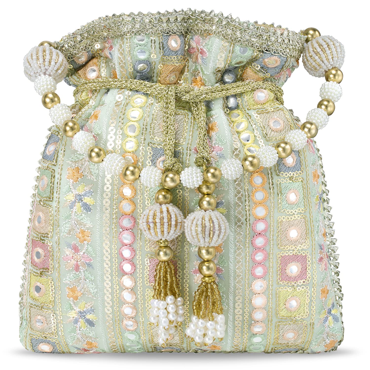 Peora Potli Bags for Women Evening Bag Clutch Ethnic Bride Purse with Drawstring (P53MNT) (B09TFMY2D9) Amazon Price History, Amazon Price Tracker