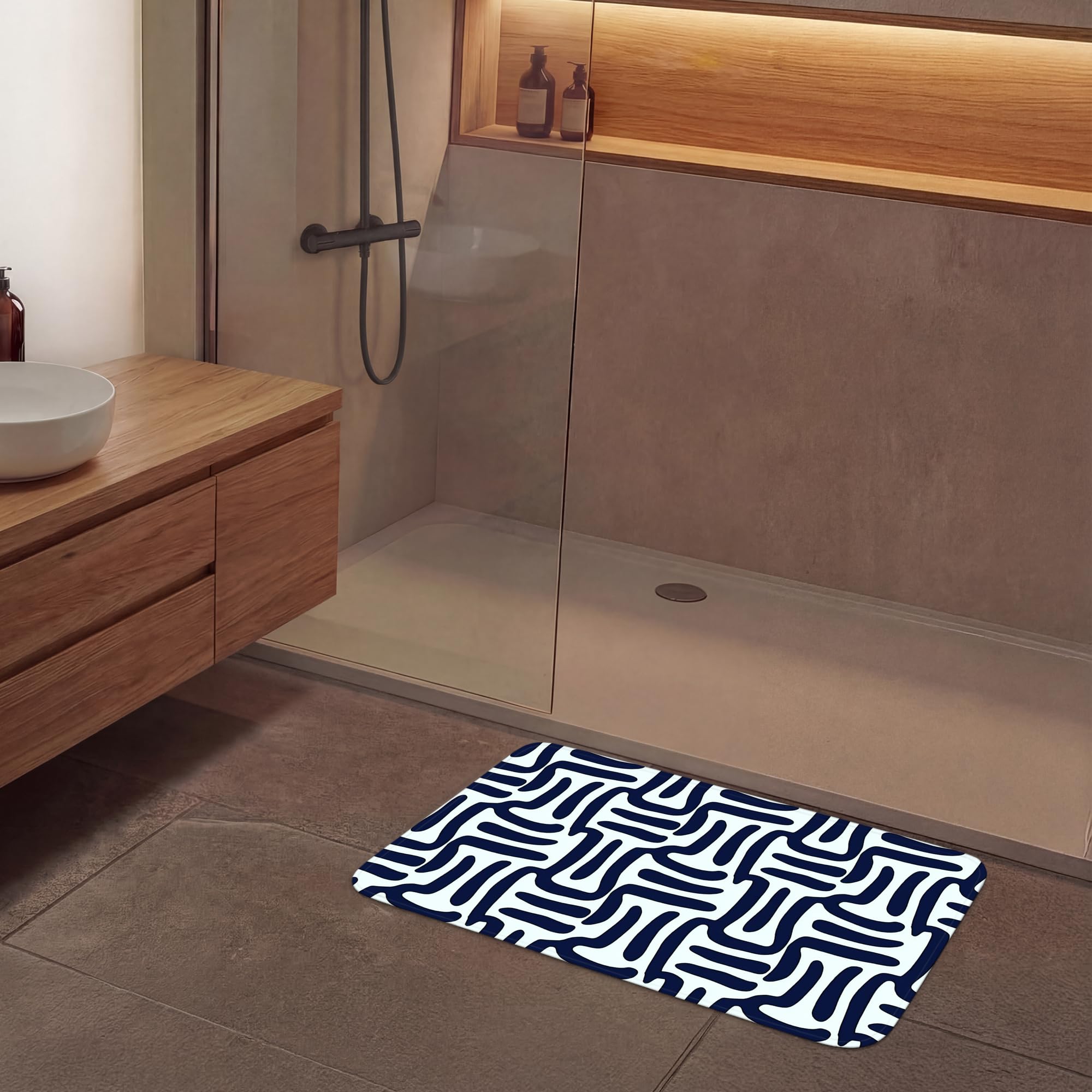 Alfombra Baño Rectangular 90x60 cm Decoracion Bathroom Mat Non Slip Shower Lavable Antideslizante Alfombrilla Tapete Banheiro Abstracto - Moderno - Azul