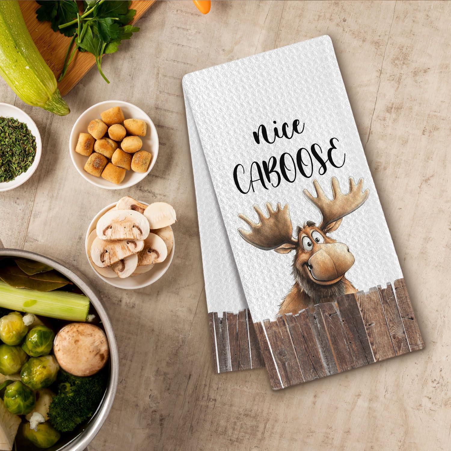 Funny Farmhouse Bathroom Towels, Moose Elk Gifts for Mooses Lovers Women, Funny Moose Bathroom Hand Towels for Washroom & Restroom, 16x24 Inch - Image 3