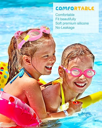 Miniatura 6 de Hoteam Gafas de natación para niños de 4 a 9 años, gafas de natación de visión amplia, antivaho con estuches para niños y niñas