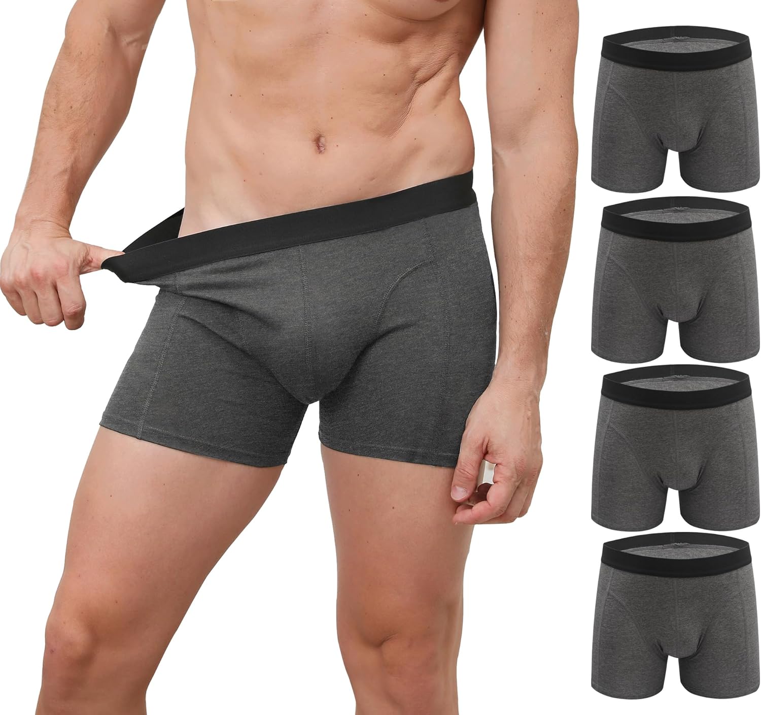 Men's Boxer Briefs Cotton Trunks Underwear Multipack 4 Pack