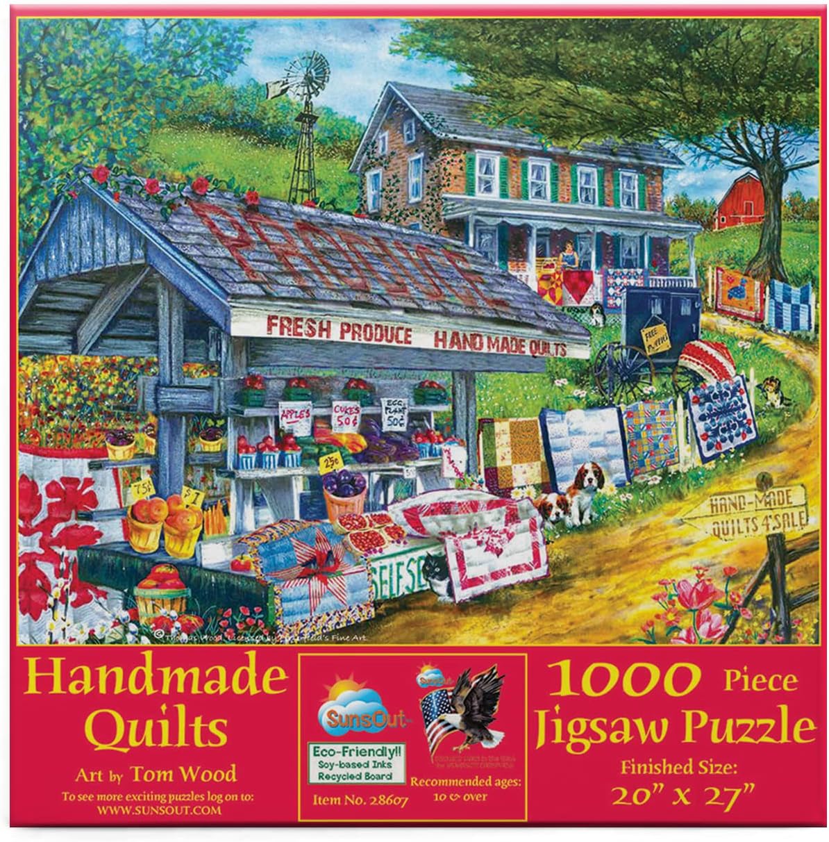 SUNSOUT INC - Handmade Quilts - 1000 pc Jigsaw Puzzle by Artist: Tom Wood - Finished Size 20" x 27" - MPN# 28607