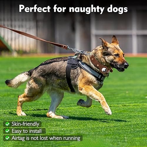 Miniatura 11 de AirTag Collar de perro – Collar de perro de cuero 100% genuino con soporte Apple AirTag, adecuado para perros pequeños, marrón oscuro, S