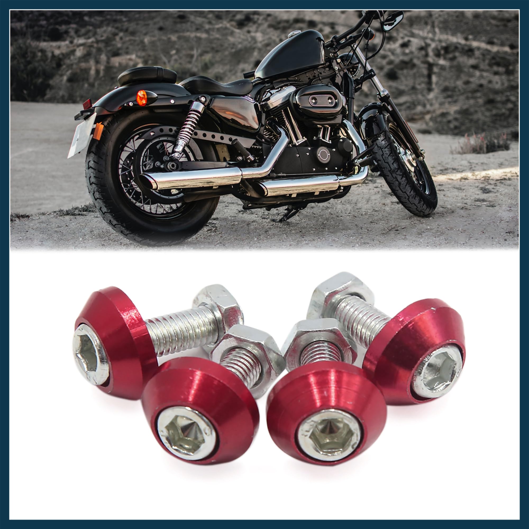 TUCKBOLD 4pcs Rose Red 6mm Thread Diameter Motorcycle License Plate Frame Screws Bolts Caps Automotive Parts